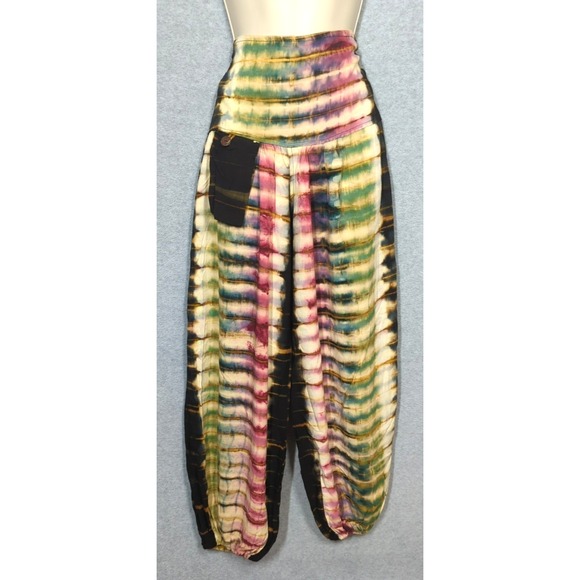 Earthbound Trading Co Harem Jogger Pants S Drop Waist Tie Dye Boho Trendy Flowy - Picture 2 of 9